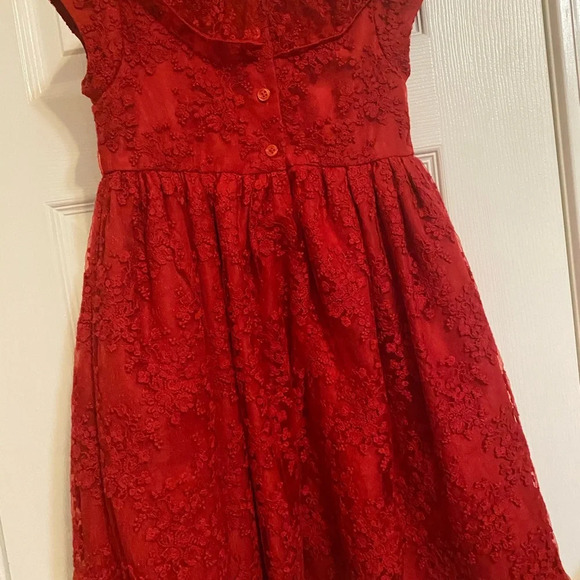 Laura Ashley Red Lace Dress - Picture 7 of 8